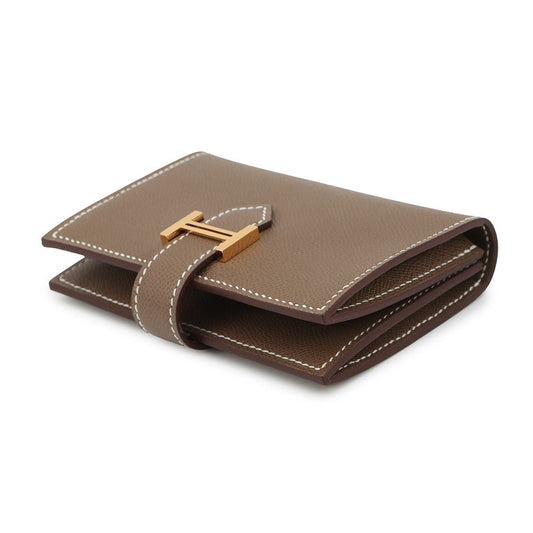 HERMES Bearn Card Case Etoupe Veau Madame