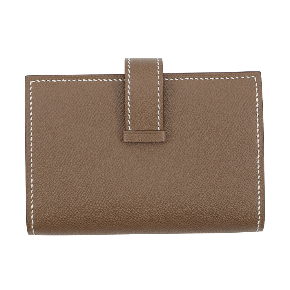 HERMES Bearn Card Case Etoupe Veau Madame