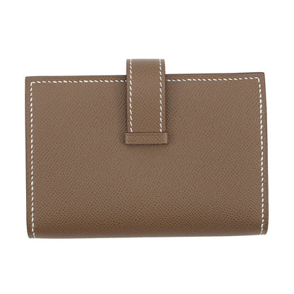 HERMES Bearn Card Case Etoupe Veau Madame