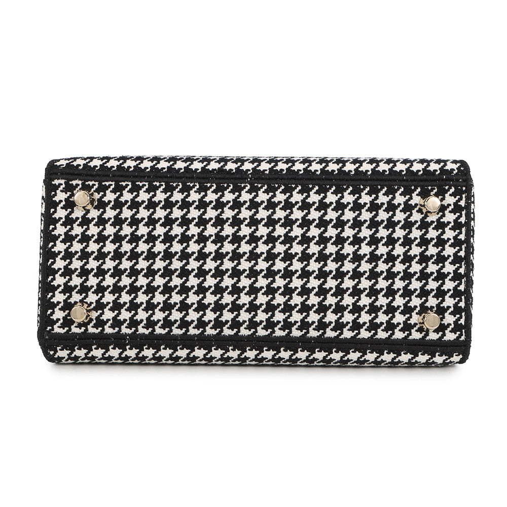 Dior LADY D-LITE Houndstooth Black/WhiteM0565OZAE Canvas Size Medium