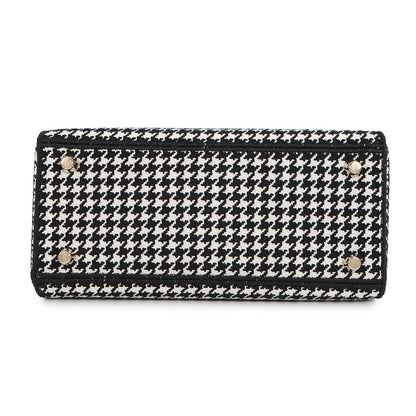 Dior LADY D-LITE Houndstooth Black/WhiteM0565OZAE Canvas Size Medium