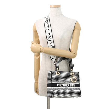 Dior LADY D-LITE Houndstooth Black/WhiteM0565OZAE Canvas Size Medium