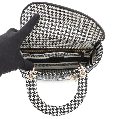 Dior LADY D-LITE Houndstooth Black/WhiteM0565OZAE Canvas Size Medium