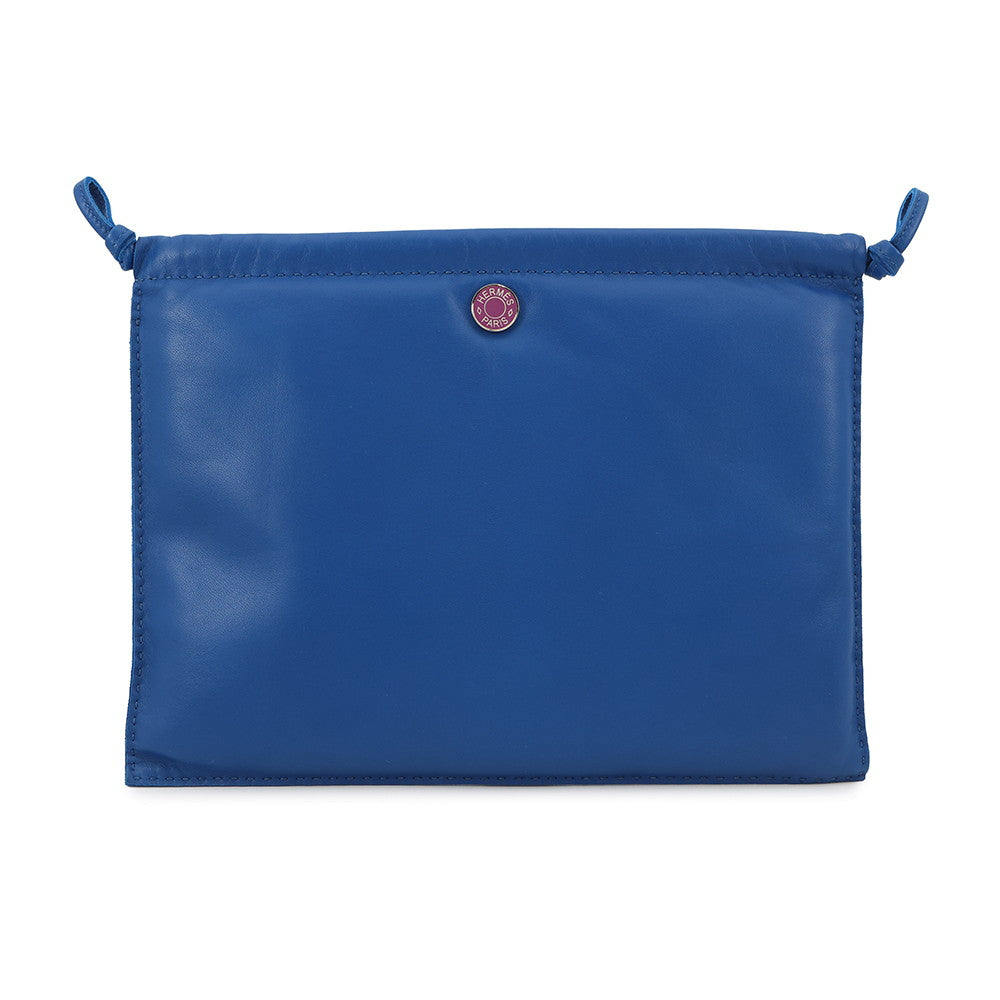 HERMES Pouch Pillow Blue france Lambskin