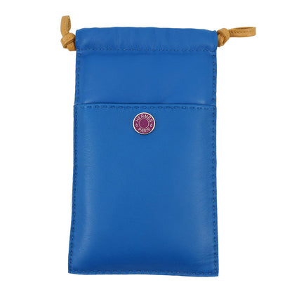 HERMES pillow phone case Blue France/Sesame Lambskin