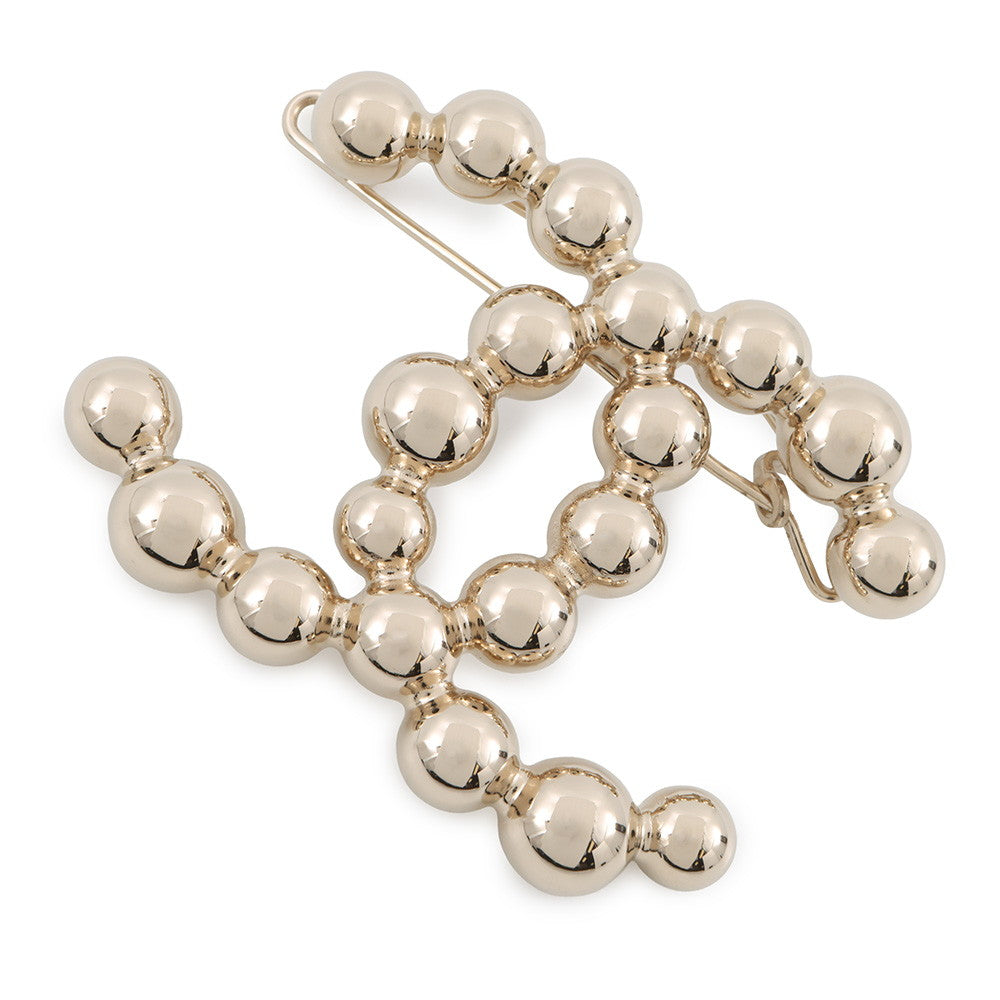 CHANEL CC Logo Hair Clip Champagne GoldAB6278 Metal