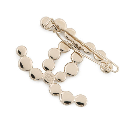 CHANEL CC Logo Hair Clip Champagne GoldAB6278 Metal