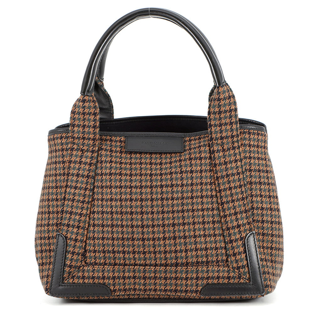 BALENCIAGA Navy Kabas Brown/Black339933 Wool Leather Size Small