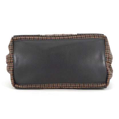 BALENCIAGA Navy Kabas Brown/Black339933 Wool Leather Size Small