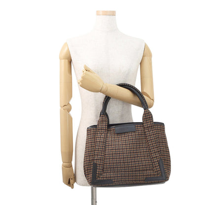 BALENCIAGA Navy Kabas Brown/Black339933 Wool Leather Size Small