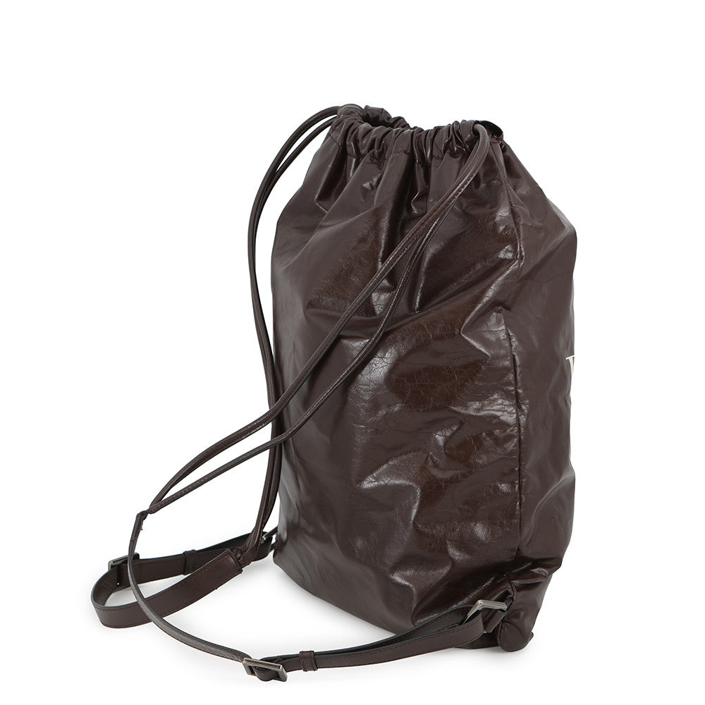 Valentino Garavani VLTN Logo Backpack Brown Leather