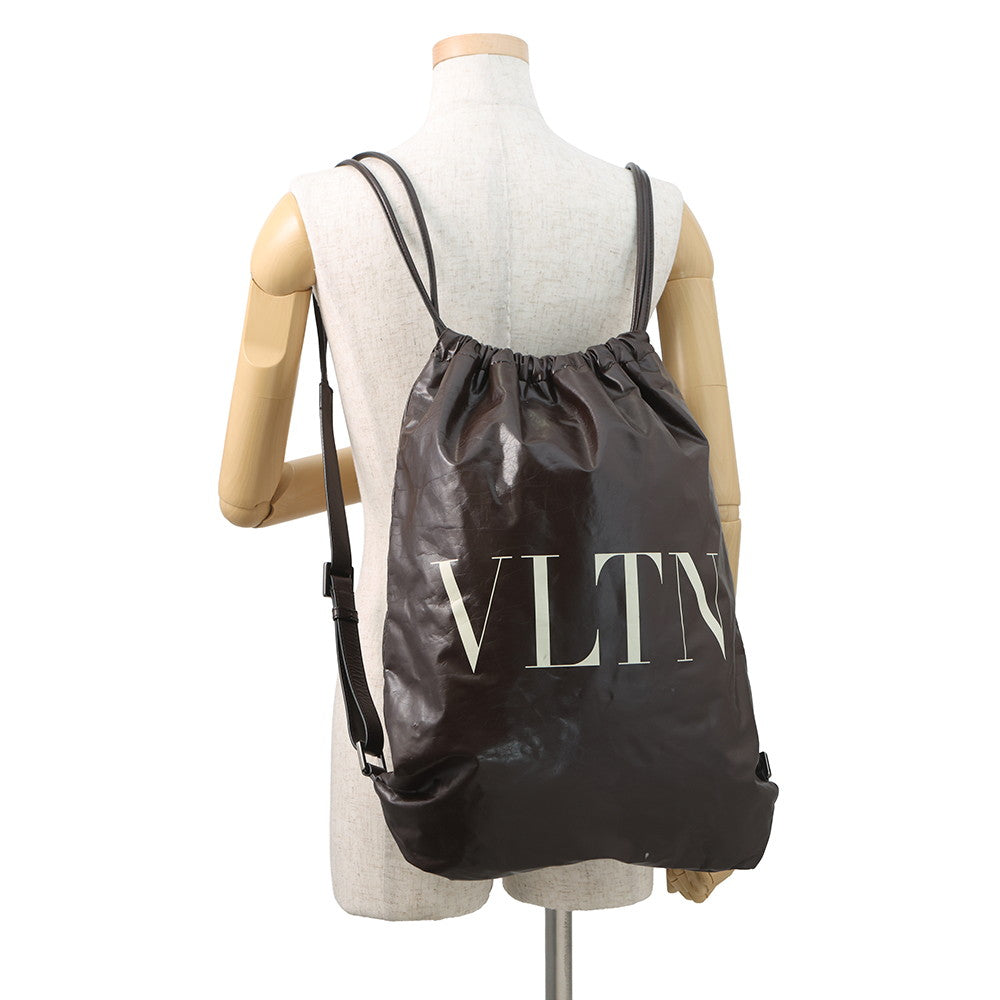 Valentino Garavani VLTN Logo Backpack Brown Leather