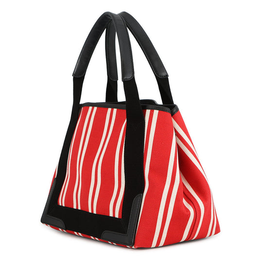 BALENCIAGA Navy Kabas Red339933 Canvas Leather Size Small