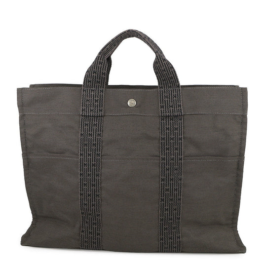 HERMES Her Line Tote Bag Gray Canvas Size MM