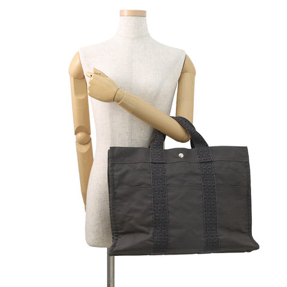 HERMES Her Line Tote Bag Gray Canvas Size MM