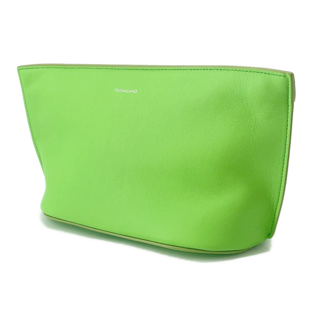 Ferragamo Logo Clutch Bag Light Green241390 Leather