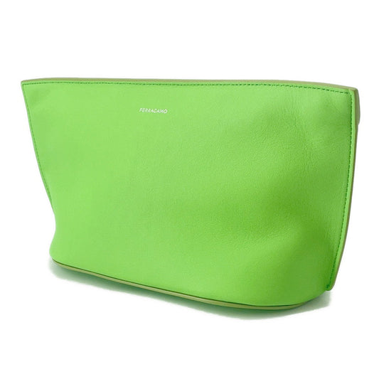 Ferragamo Logo Clutch Bag Light Green241390 Leather