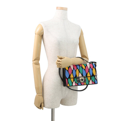 Ferragamo Gancini 2WAY Shoulder Bag Black/Multicolor21G008 Leather