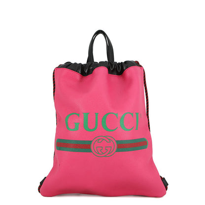 GUCCI Drawstring Backpack Pink523586 Leather