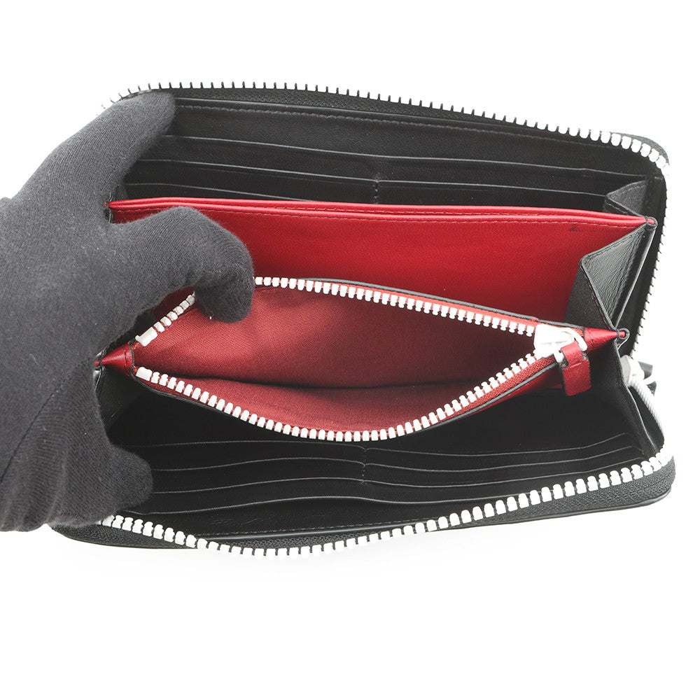 Valentino Garavani Lock Studded Round Zip Long Wallet Black Leather