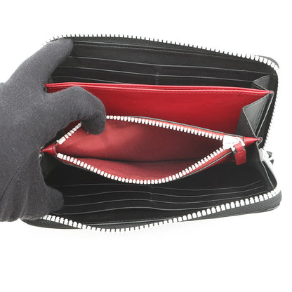 Valentino Garavani Lock Studded Round Zip Long Wallet Black Leather