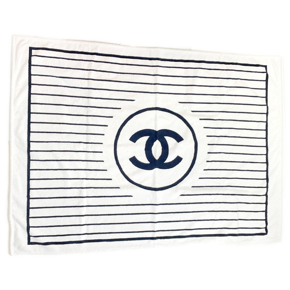 CHANEL CC Logo Blanket White/Black Cotton100%