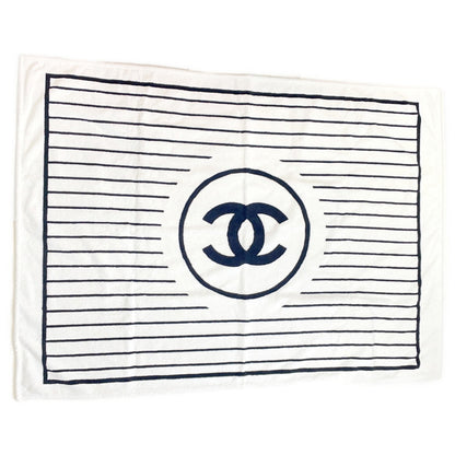 CHANEL CC Logo Blanket White/Black Cotton100%