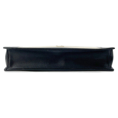 Valentino Garavani V-Sling Clutch Bag Ivory/Black Leather