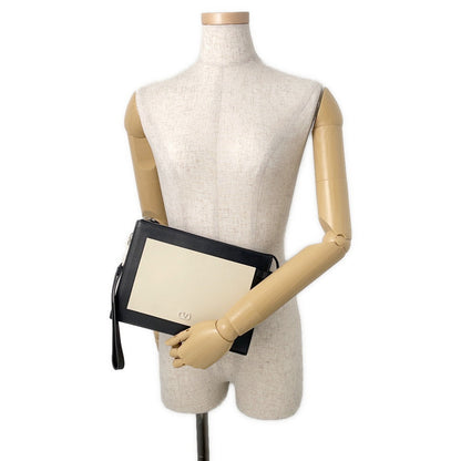 Valentino Garavani V-Sling Clutch Bag Ivory/Black Leather
