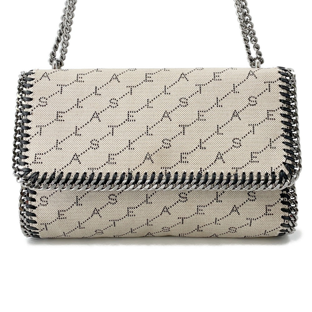 Stella McCartney Falabella Logo ChainShoulder Bag Beige455128 Canvas