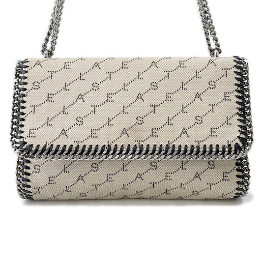 Stella McCartney Falabella Logo ChainShoulder Bag Beige455128 Canvas