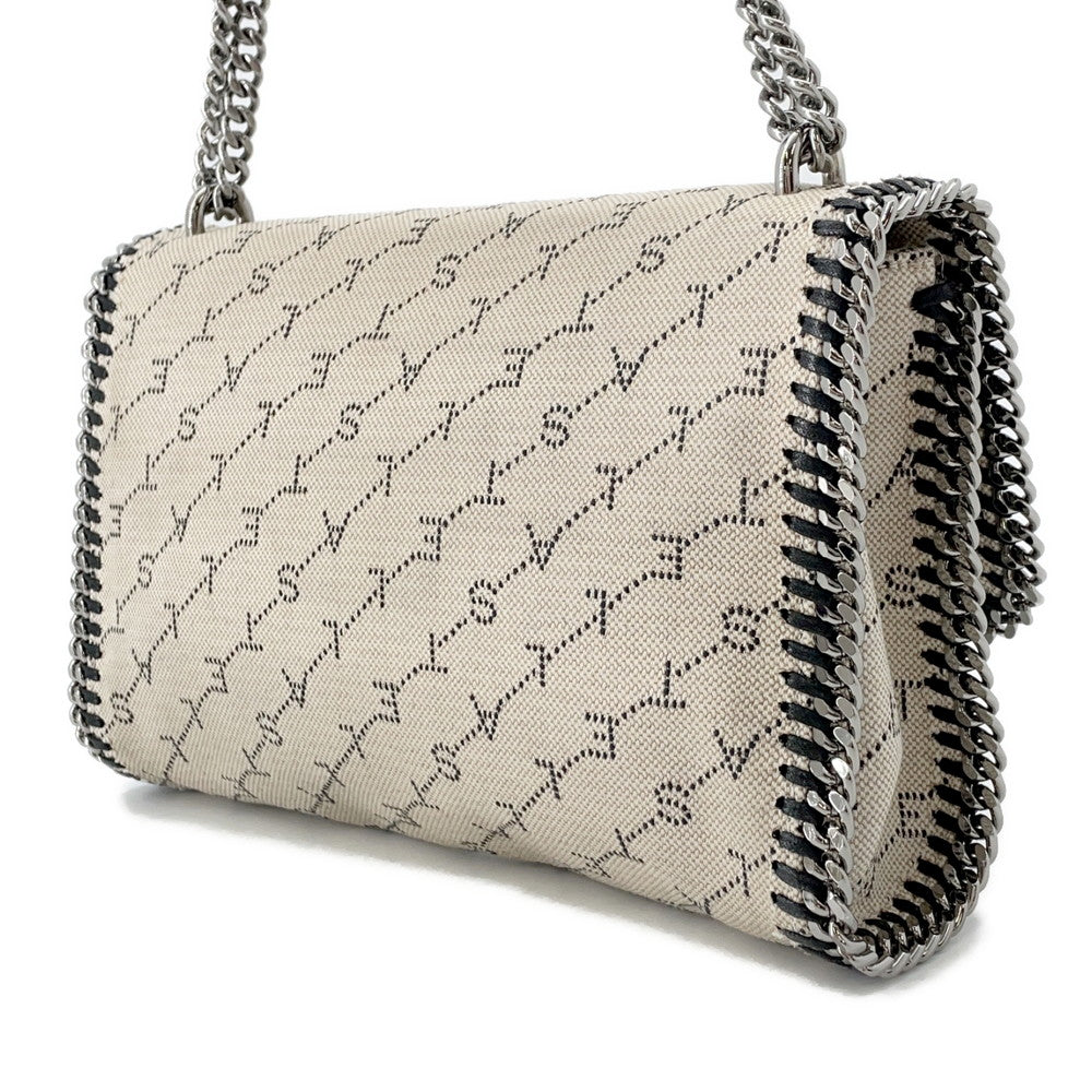 Stella McCartney Falabella Logo ChainShoulder Bag Beige455128 Canvas