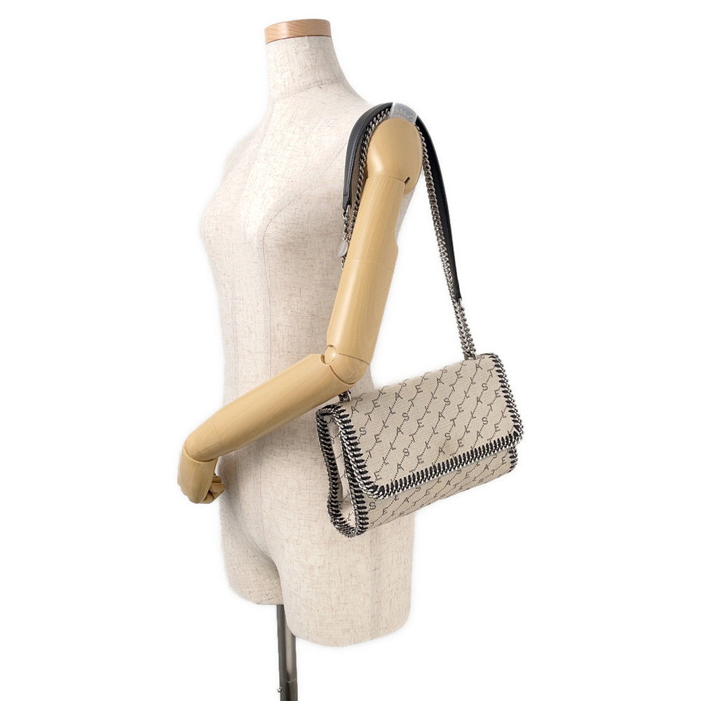 Stella McCartney Falabella Logo ChainShoulder Bag Beige455128 Canvas