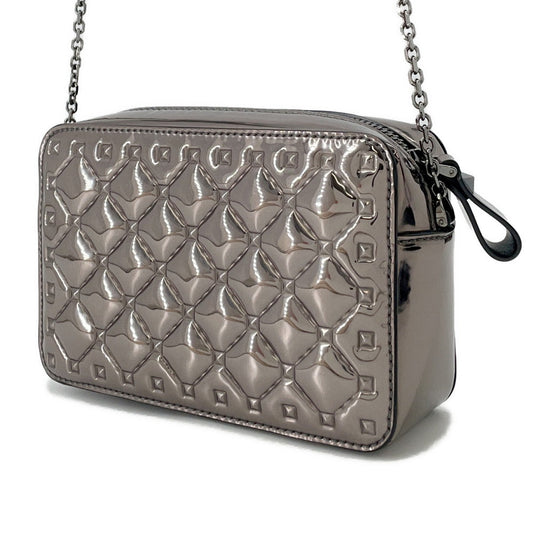 Valentino Garavani Rock Studded Embossed ChainShoulder Bag GunMetalicQW0P0R59IIZ Patent Leather