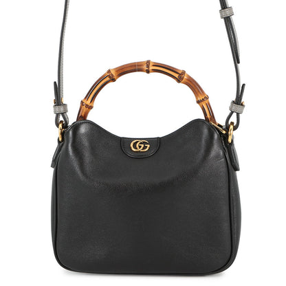 GUCCI Diana 2WAY Handbag Black746251 Leather Bamboo Size Small