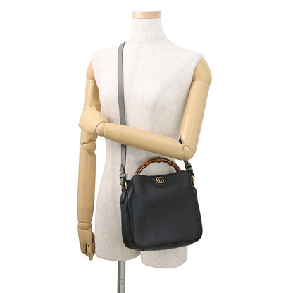 GUCCI Diana 2WAY Handbag Black746251 Leather Bamboo Size Small