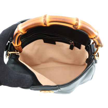 GUCCI Diana 2WAY Handbag Black746251 Leather Bamboo Size Small