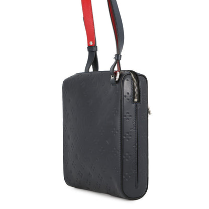 Christian Louboutin Logo Embossed Shoulder Bag Navy PVC Leather