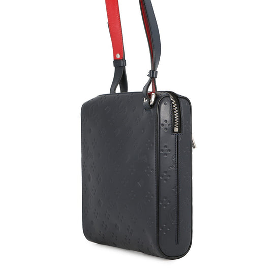 Christian Louboutin Logo Embossed Shoulder Bag Navy PVC Leather