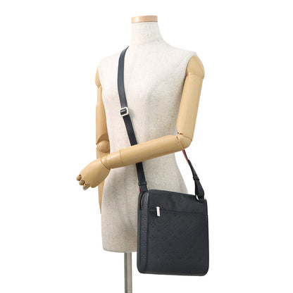 Christian Louboutin Logo Embossed Shoulder Bag Navy PVC Leather