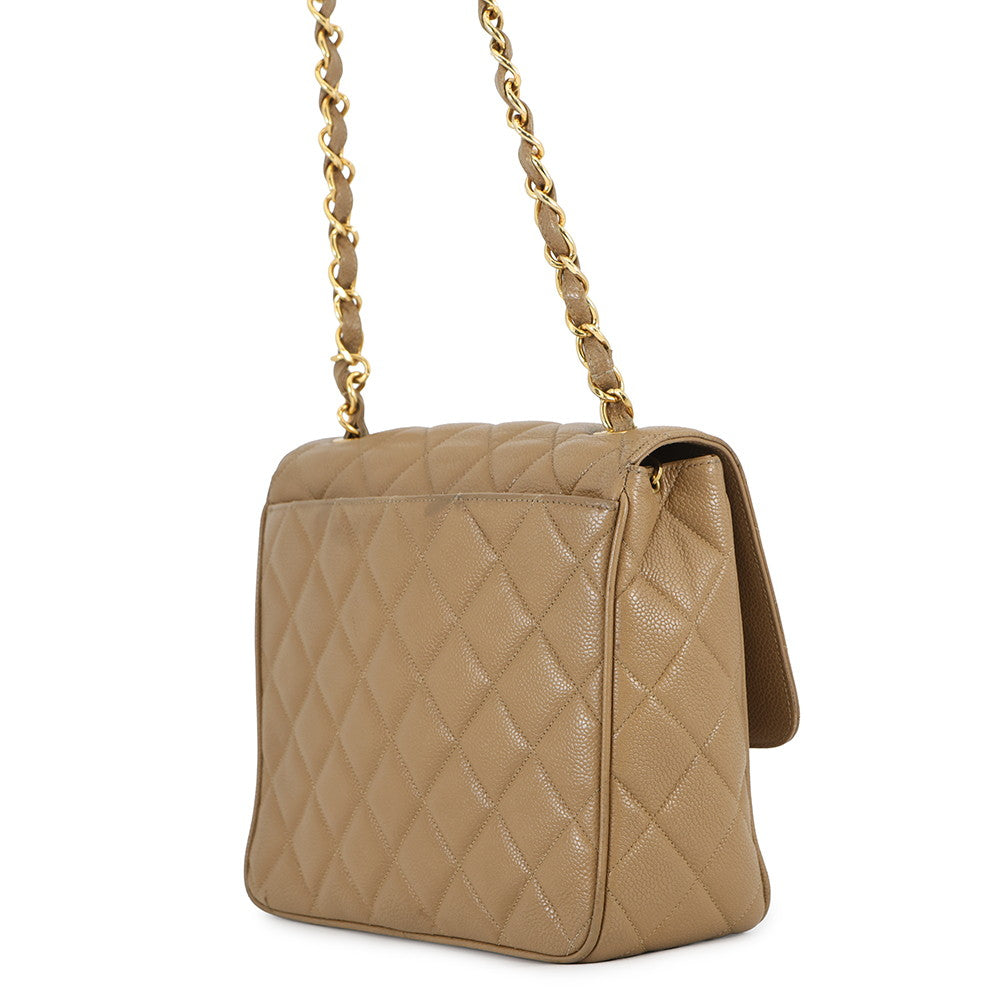 CHANEL Matelasse Decacoco Chainshoulder Bag Beige Caviar Leather