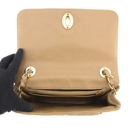 CHANEL Matelasse Decacoco Chainshoulder Bag Beige Caviar Leather