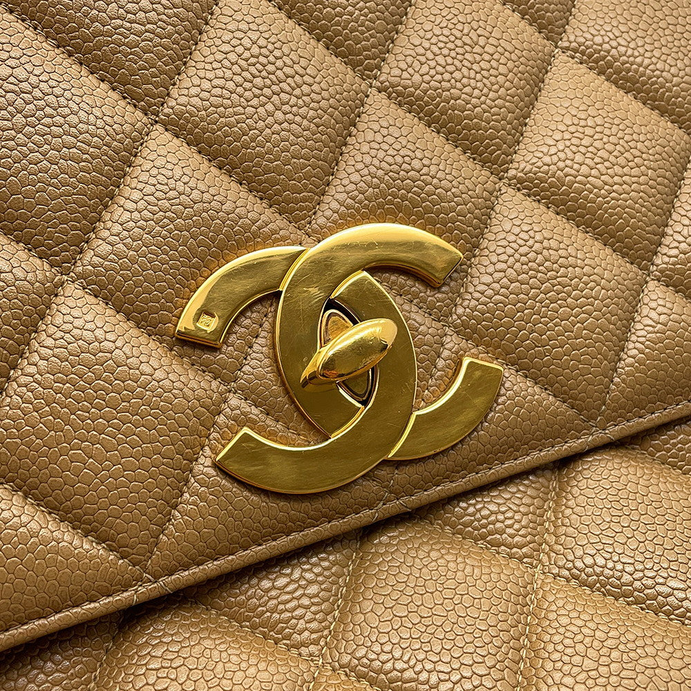 CHANEL Matelasse Decacoco Chainshoulder Bag Beige Caviar Leather