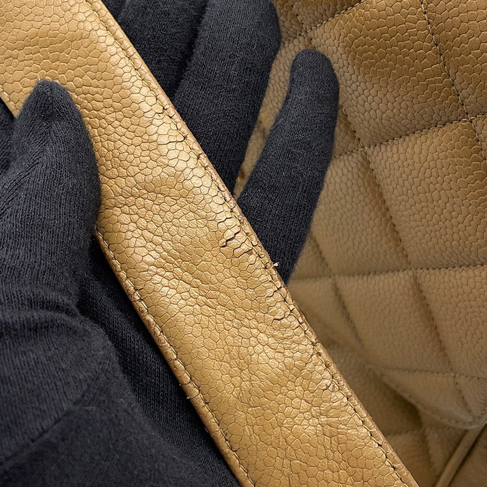 CHANEL Matelasse Decacoco Chainshoulder Bag Beige Caviar Leather