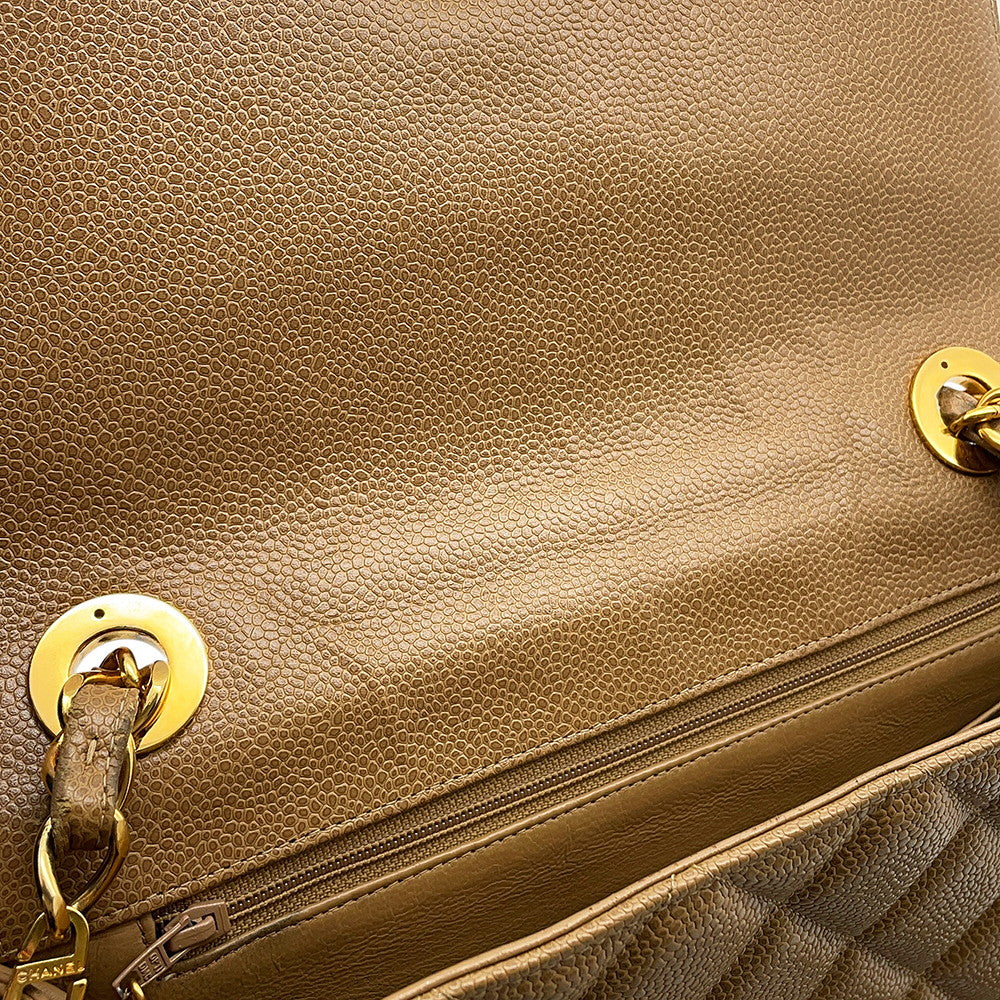 CHANEL Matelasse Decacoco Chainshoulder Bag Beige Caviar Leather