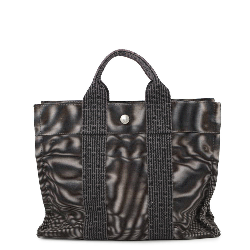 HERMES Her Line Tote Bag Gray Canvas Size PM