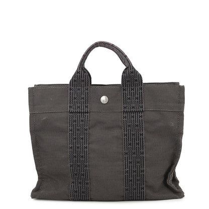 HERMES Her Line Tote Bag Gray Canvas Size PM
