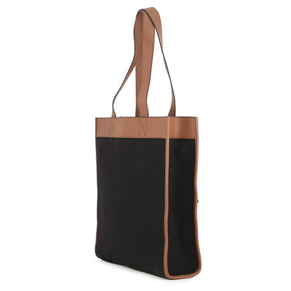 BURBERRY Logo Tote Bag Black/Brown8093453 Canvas Leather