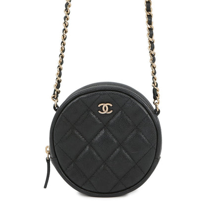 CHANEL Matelasse Round ChainShoulder Bag BlackA70657 Soft Caviar Leather