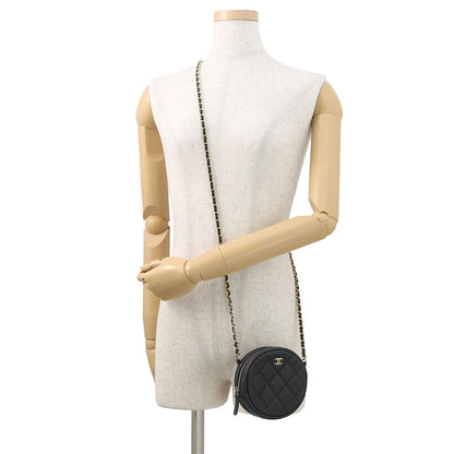 CHANEL Matelasse Round ChainShoulder Bag BlackA70657 Soft Caviar Leather